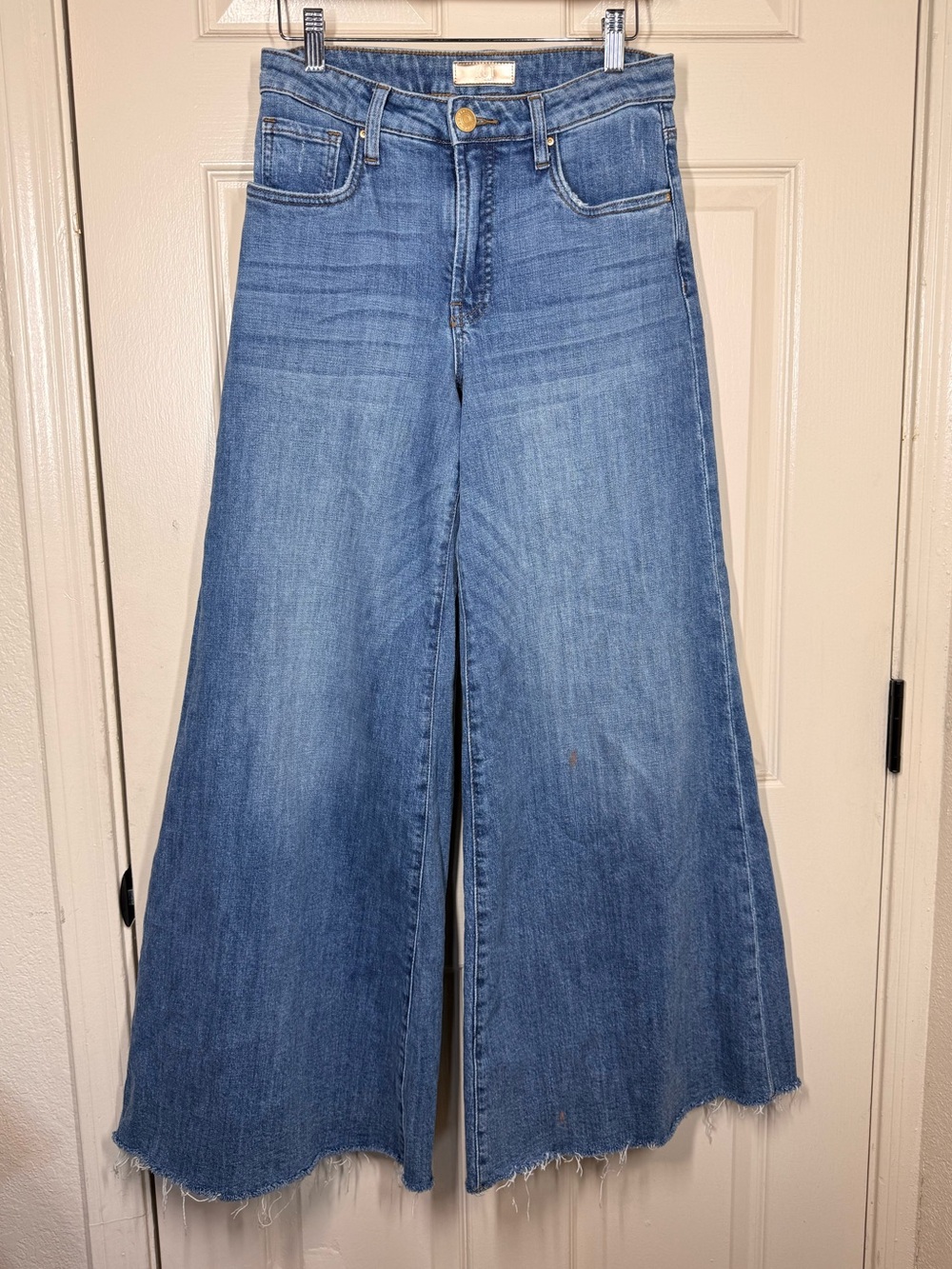 Kut from the Kloth Wide-Leg Distressed Hem Blue Jeans